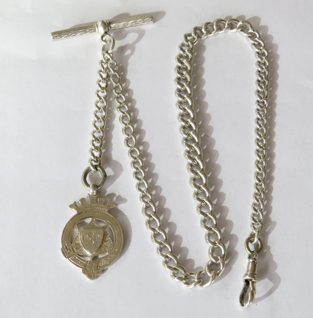 Antique silver pocket watch albert chain