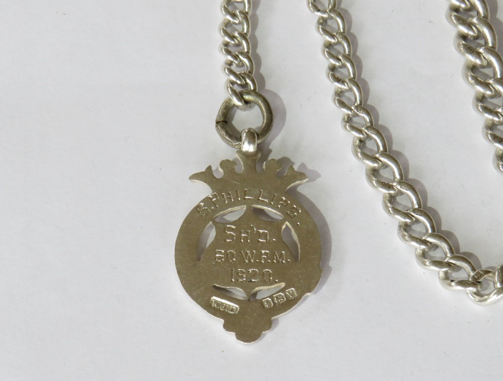 Antique silver pocket watch albert chain View III