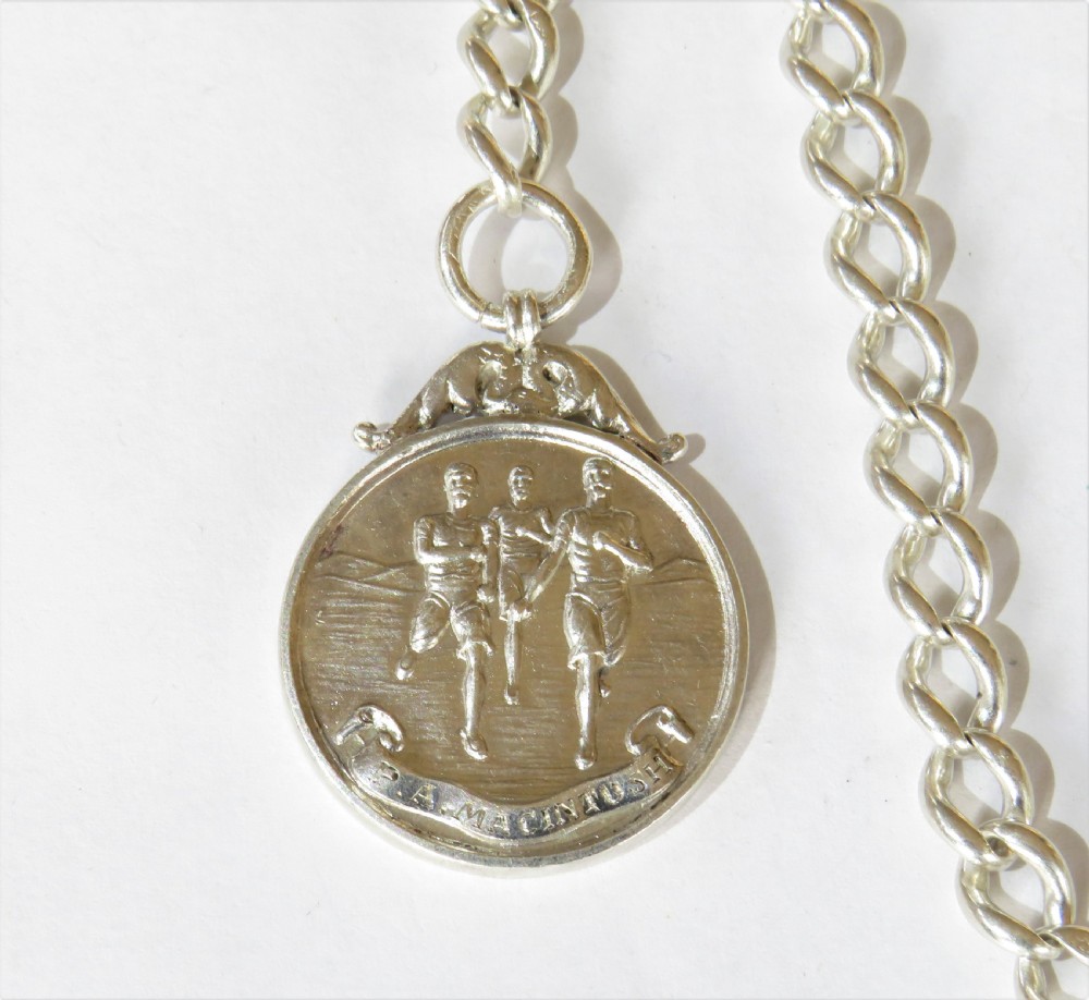 Antique silver pocket watch albert chain View II