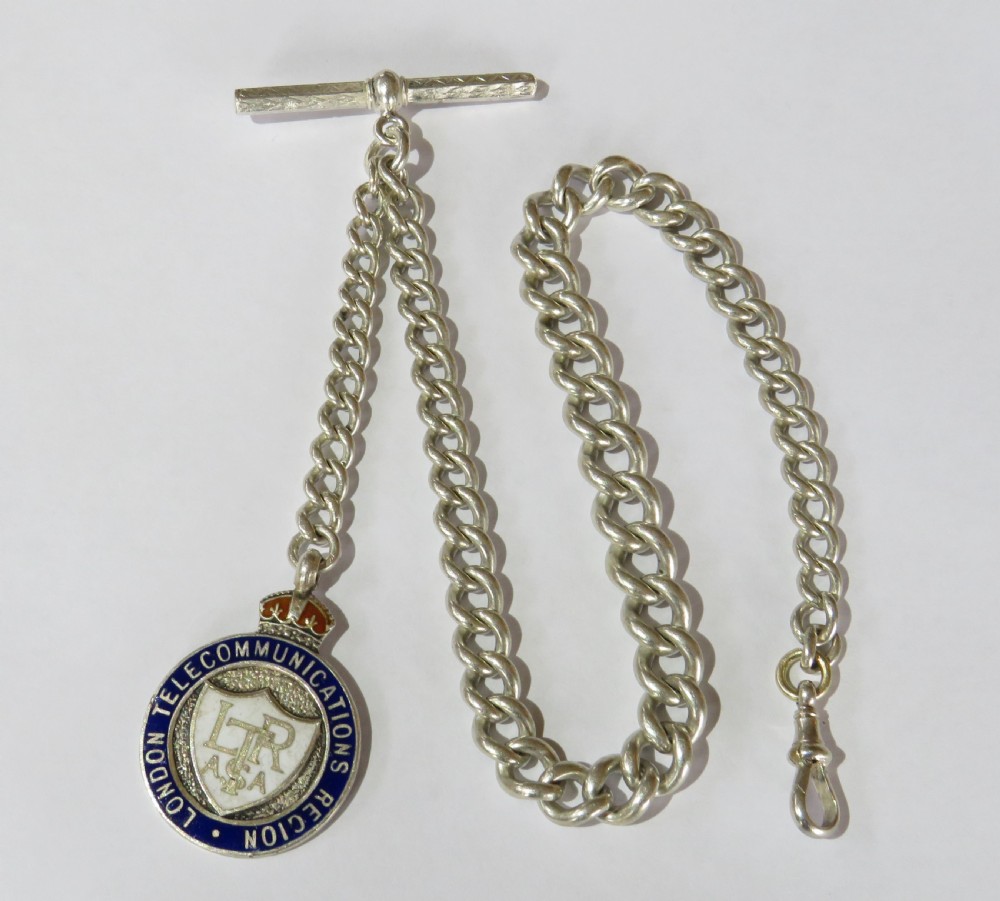 Antique silver pocket watch albert chain