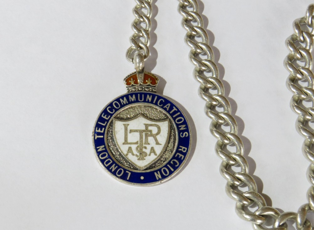 Antique silver pocket watch albert chain View II