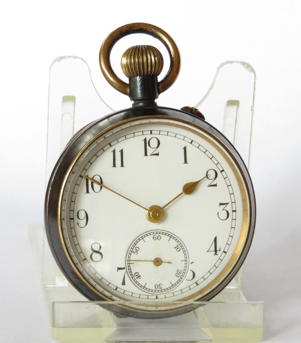 Small antique gun metal pocket watch View II