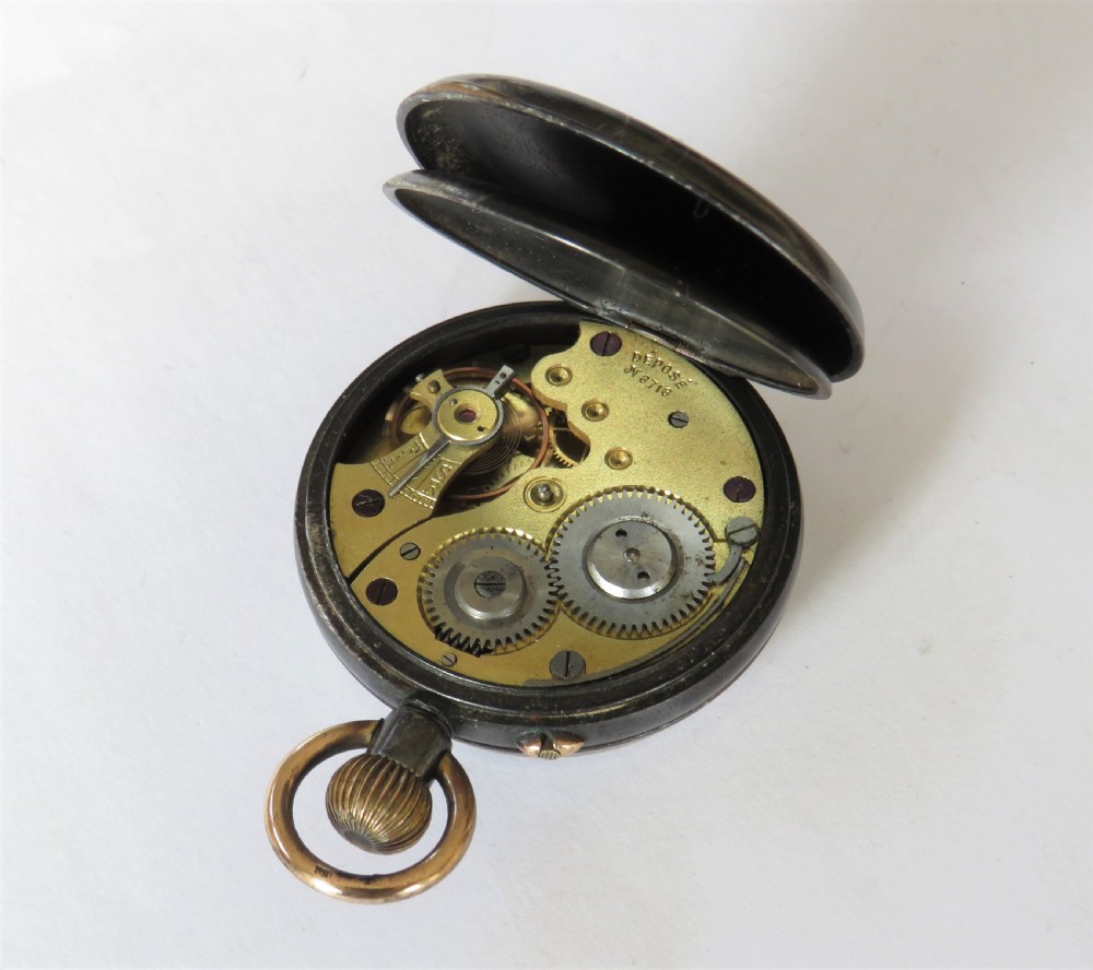 Small antique gun metal pocket watch View III