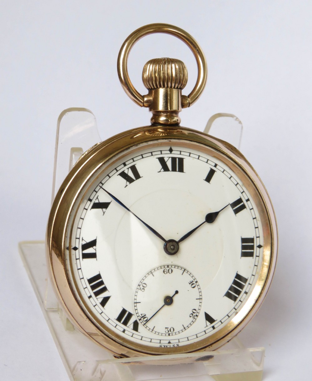 1930s Swiss stem winding pocket watch View II