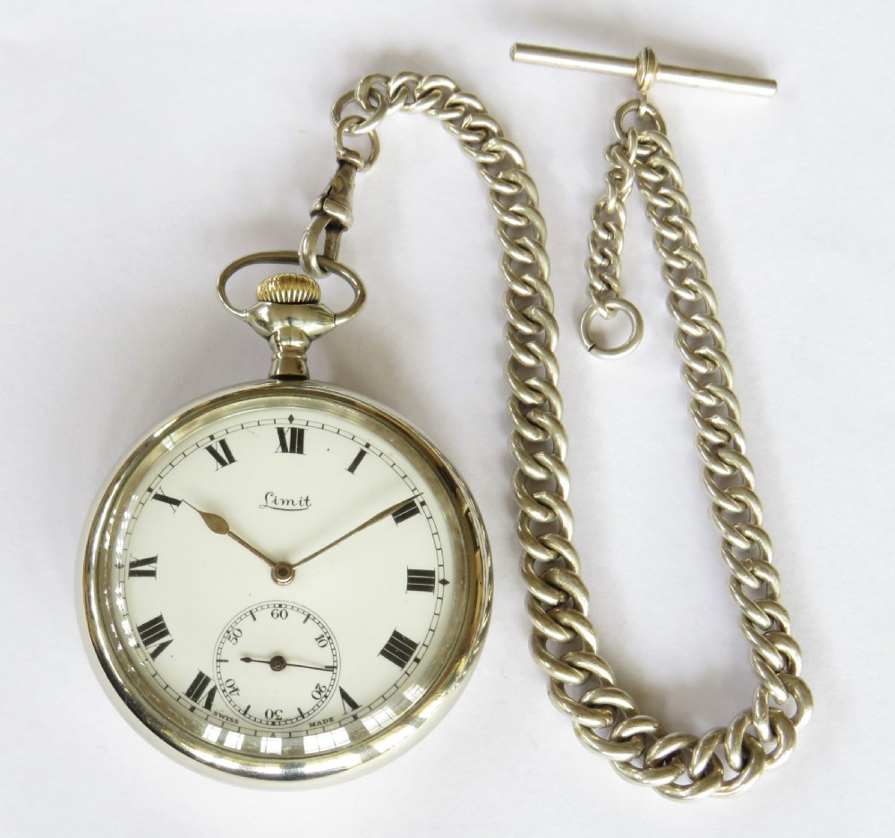 Antique Limit pocket watch and chain View II