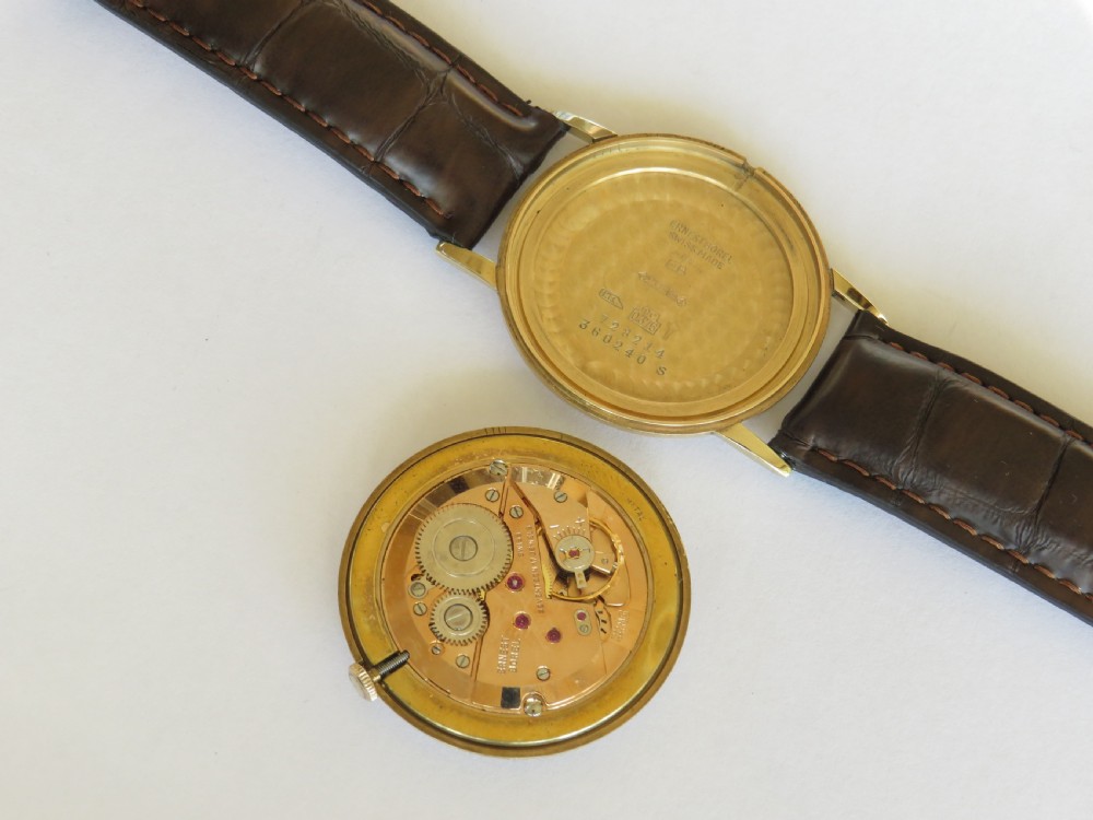 Gents 9ct gold Ernest Borel watch with box and papers View III