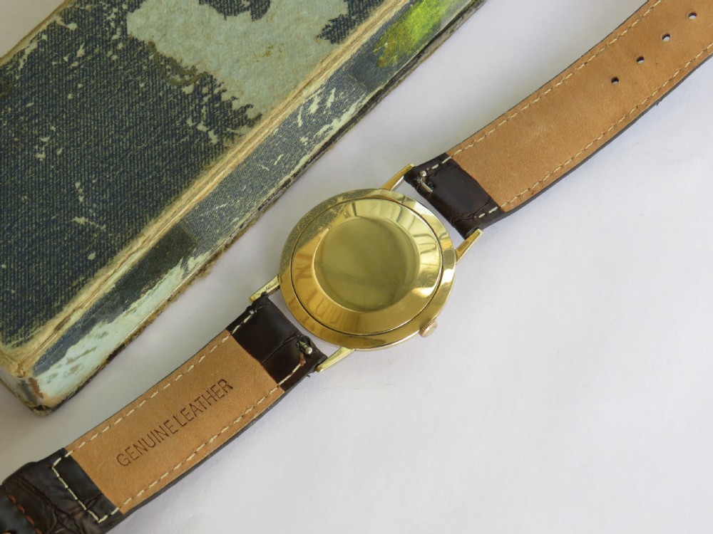 Gents 9ct gold Ernest Borel watch with box and papers View V