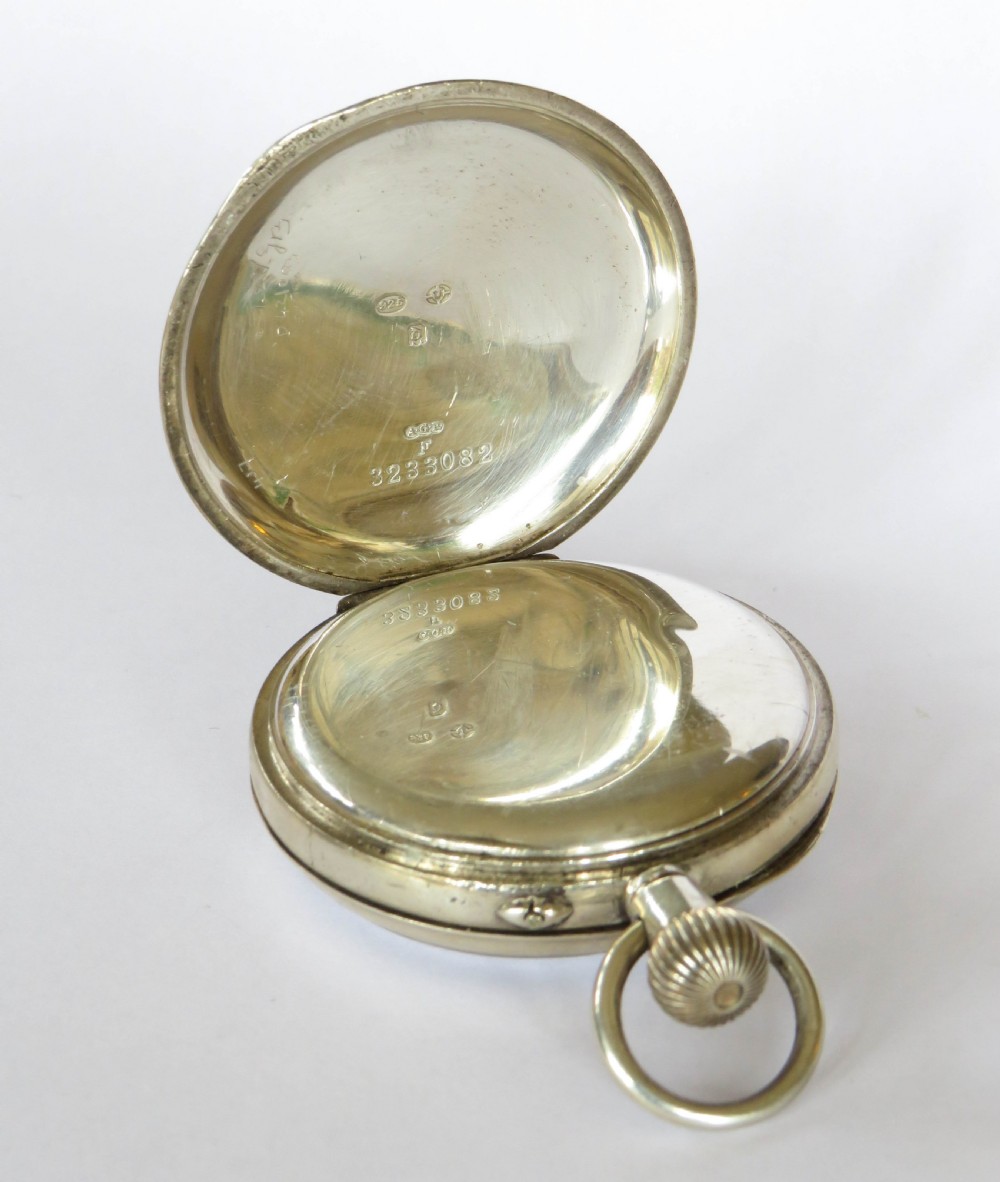 Antique 1919 Swiss silver pocket watch View V