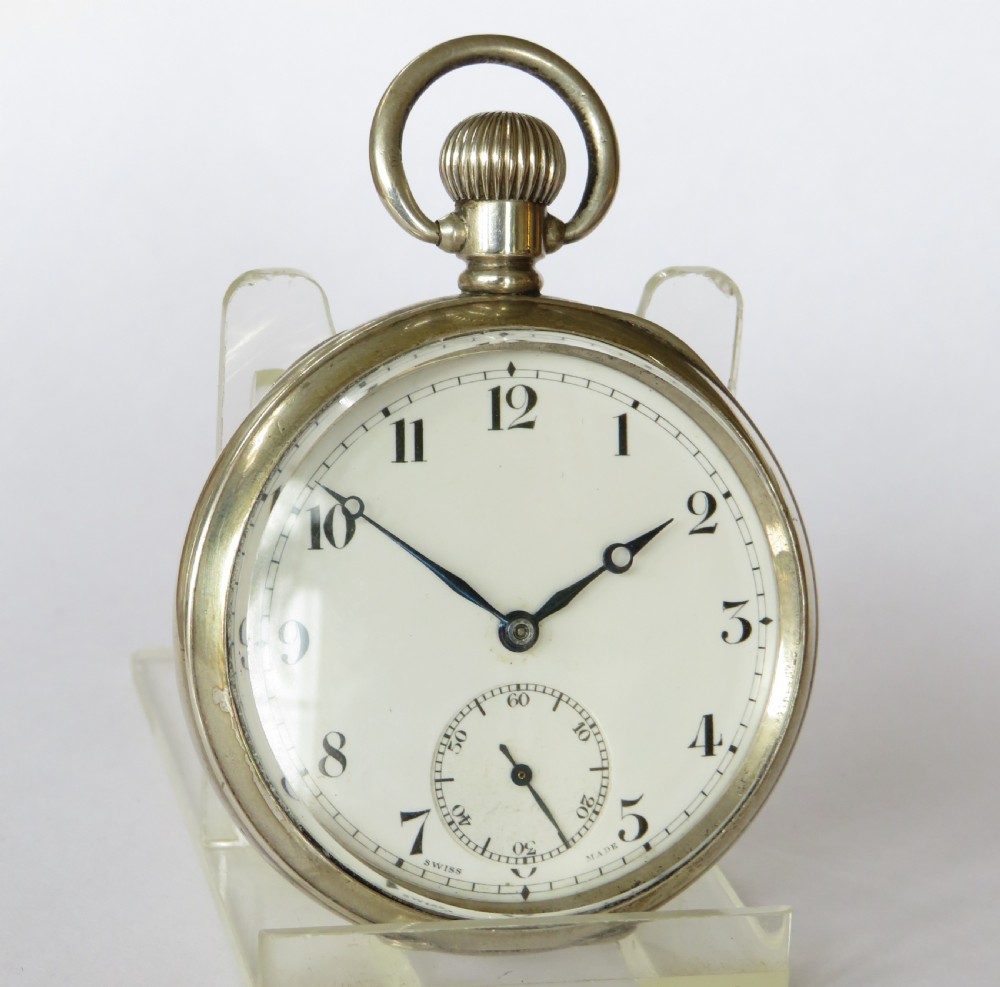 1930s silver Cyma pocket watch View II