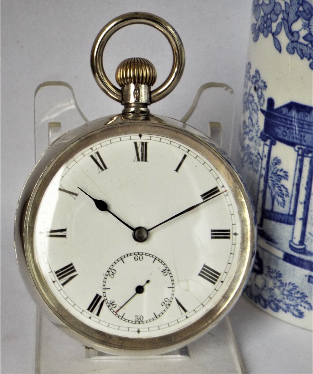 Antique silver stem winding pocket watch 1919.