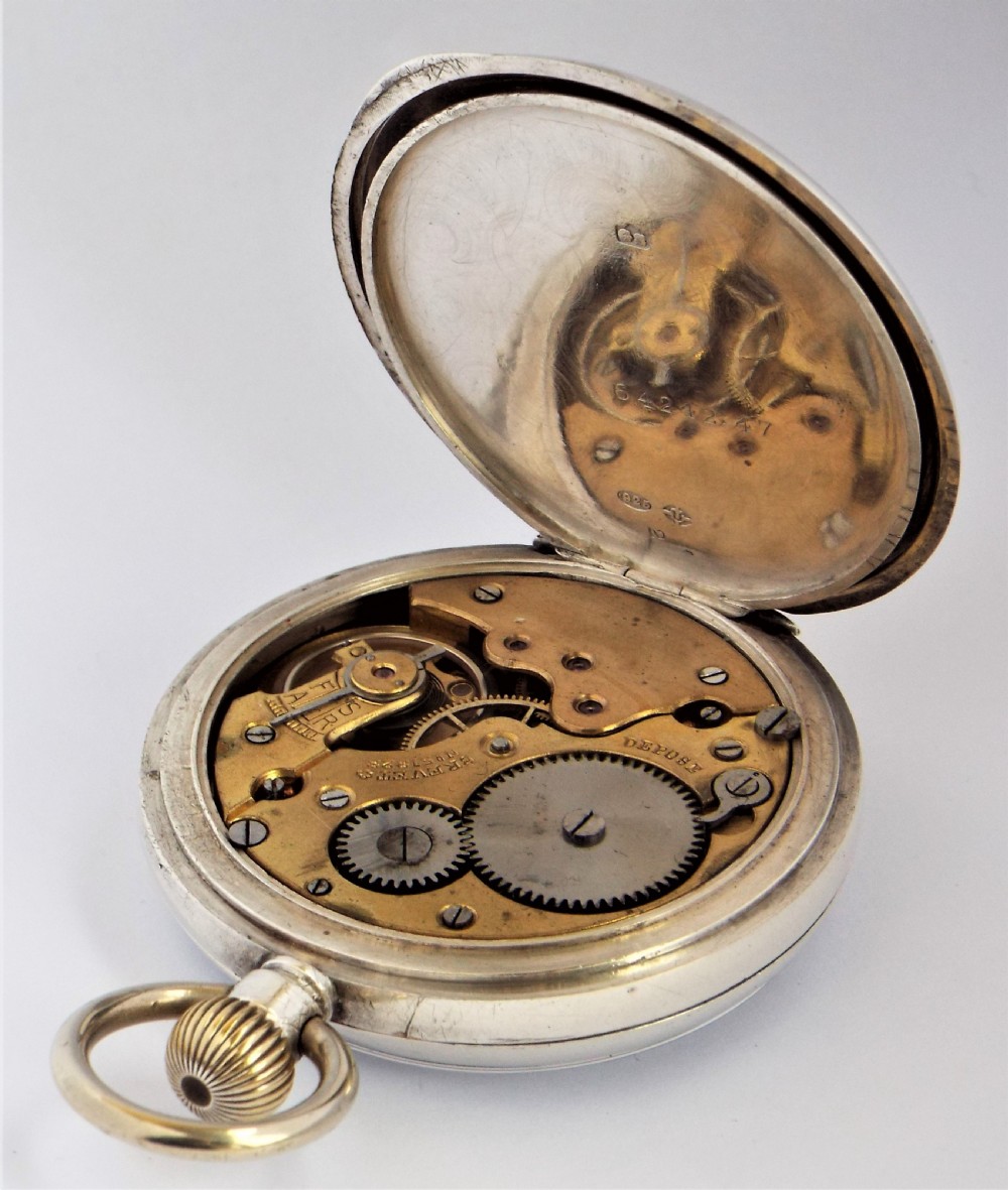 Antique silver stem winding pocket watch 1919. View IV