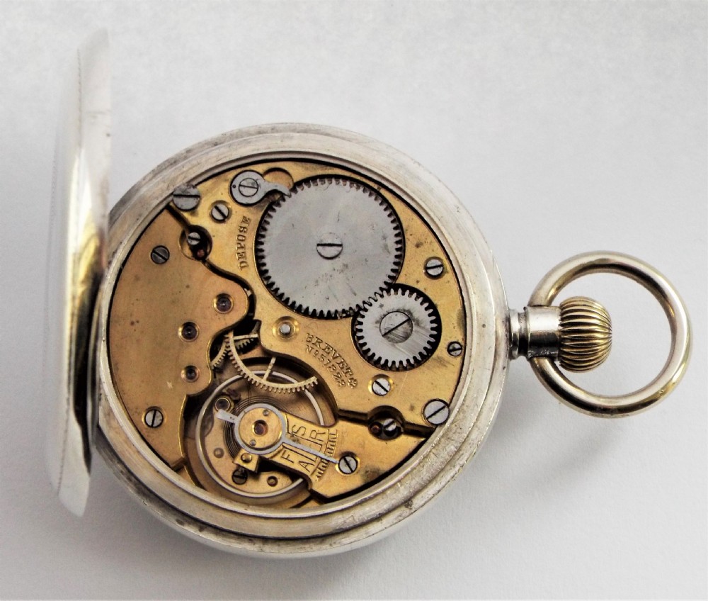 Antique silver stem winding pocket watch 1919. View V