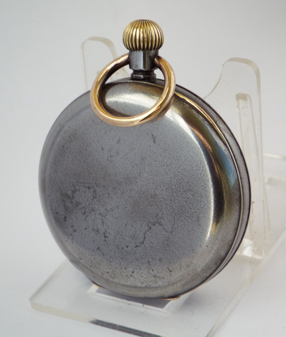 An antique gun metal Omega pocket watch 1914. View II