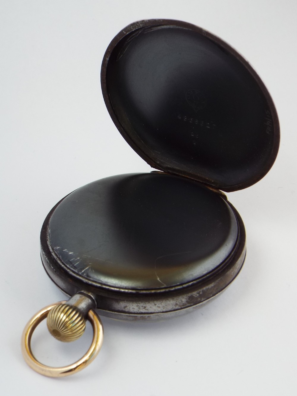 An antique gun metal Omega pocket watch 1914. View III