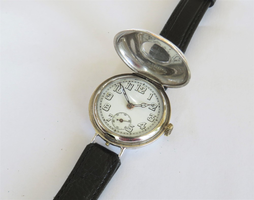 Antique silver half hunter wrist watch View III