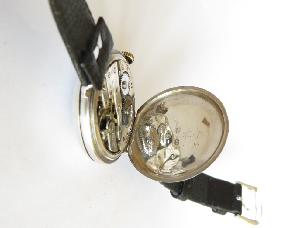 Antique silver half hunter wrist watch View VII