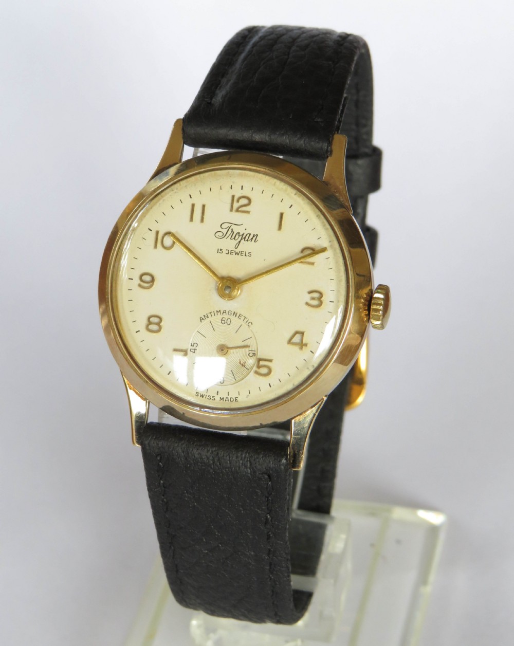 Mid-size 9ct gold Trojan wrist watch, 1958