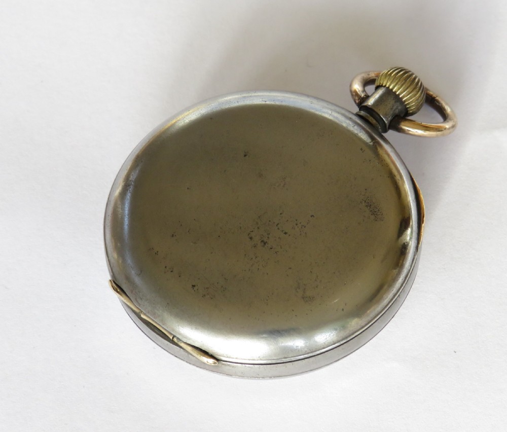 An antique gun metal Omega pocket watch. View II