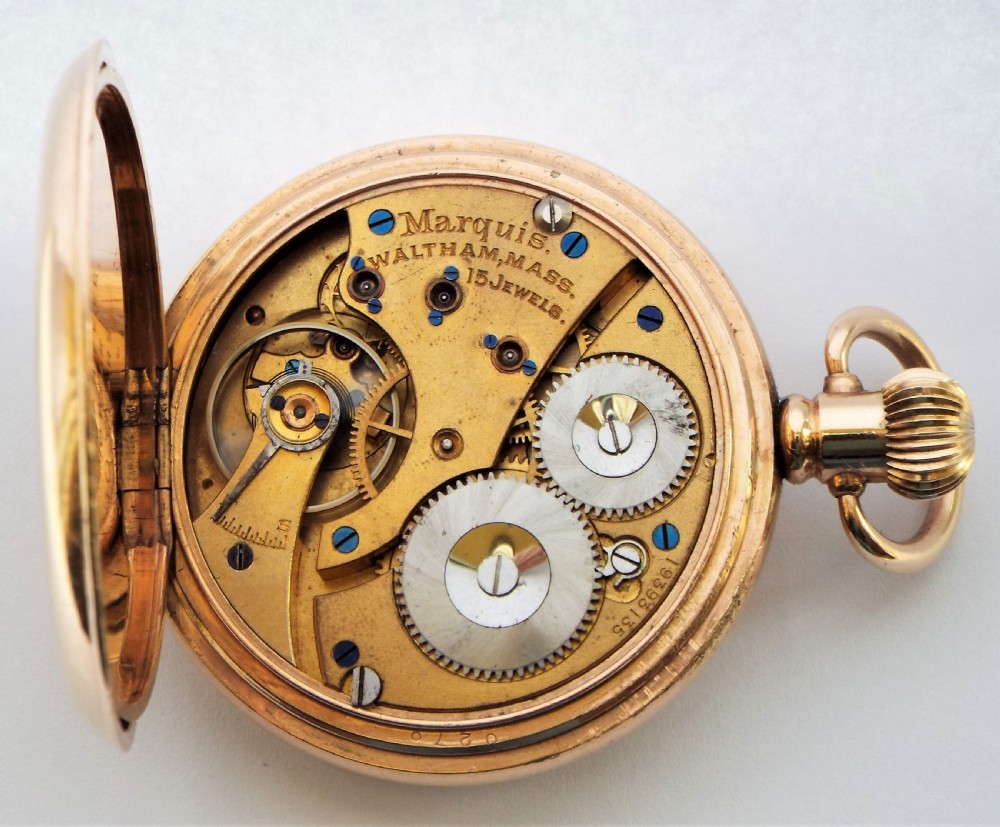Waltham Marquis half hunter pocket watch, 1913. View VI