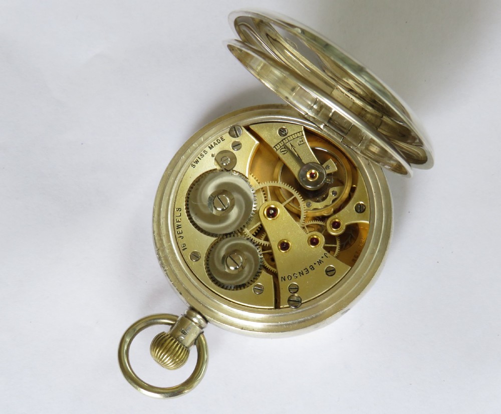 Silver Cyma half hunter pocket watch for J W Benson View III