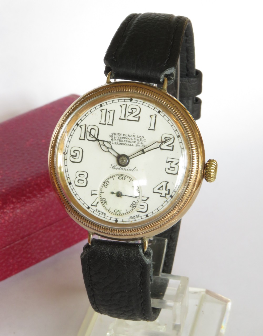 Gents 9ct gold Colonial wrist watch, John Elkan