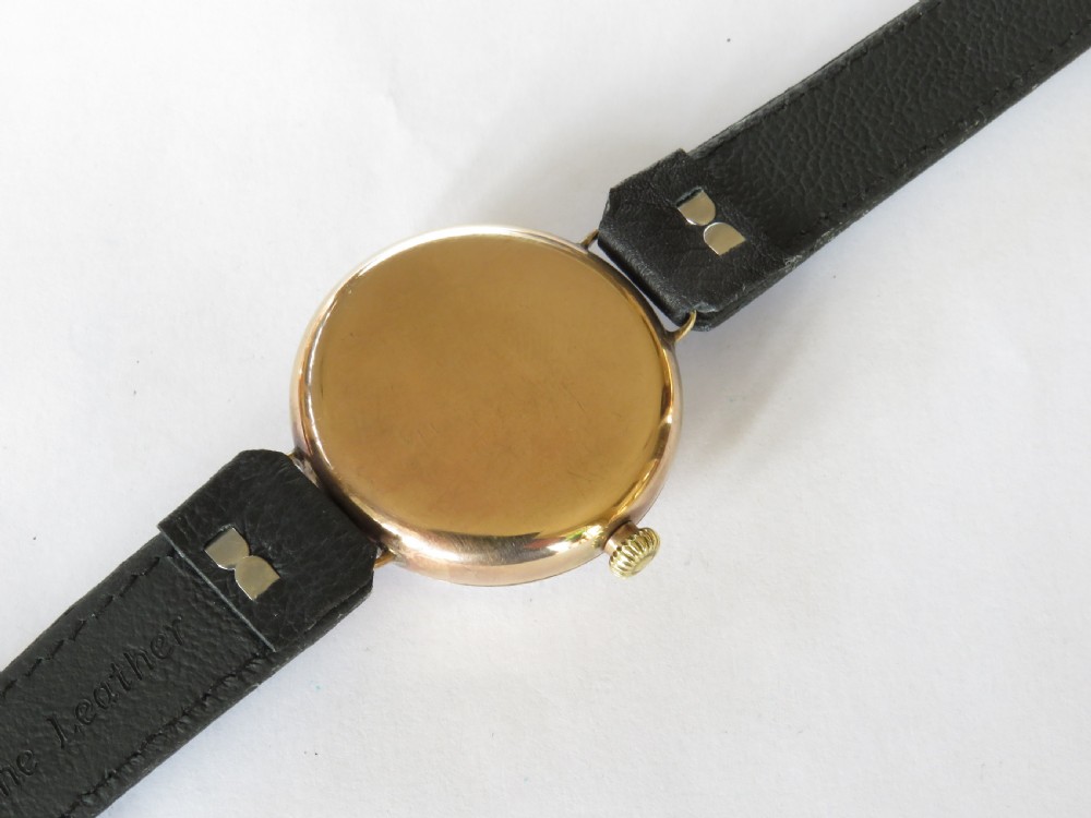 Gents 9ct gold Colonial wrist watch, John Elkan View VI