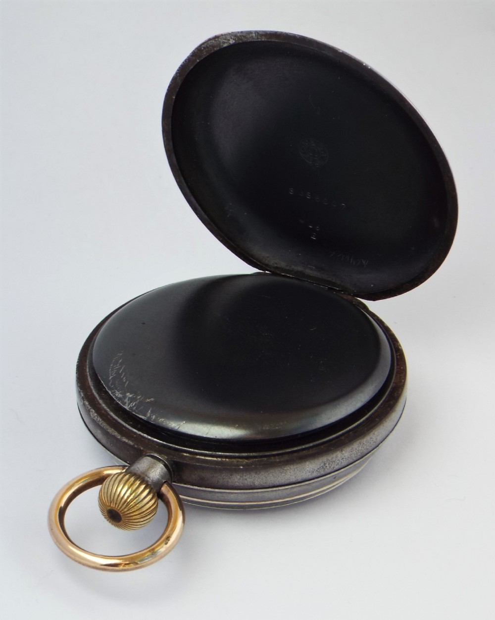 An antique gun metal Omega pocket watch c1910. View III