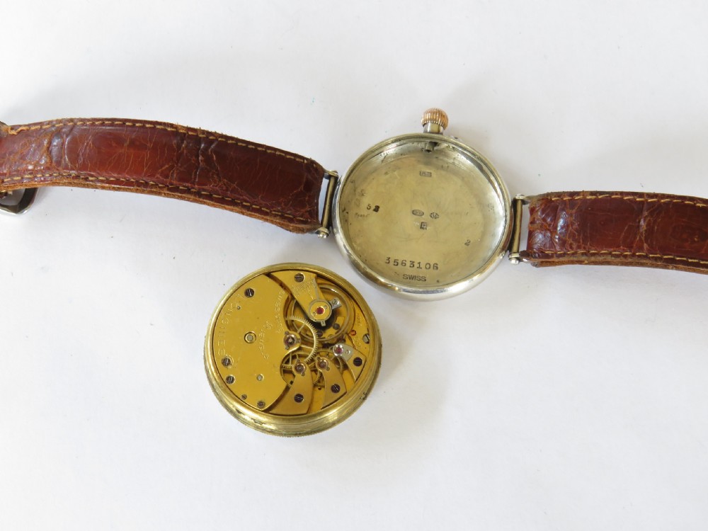 Antique silver Longines trench watch, 1918 View IV