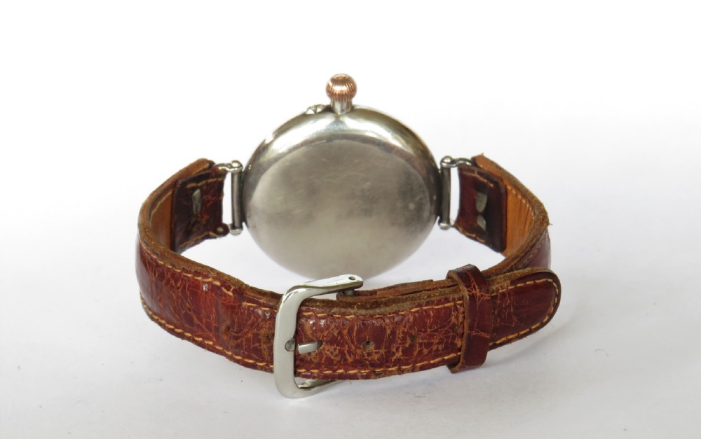 Antique silver Longines trench watch, 1918 View V