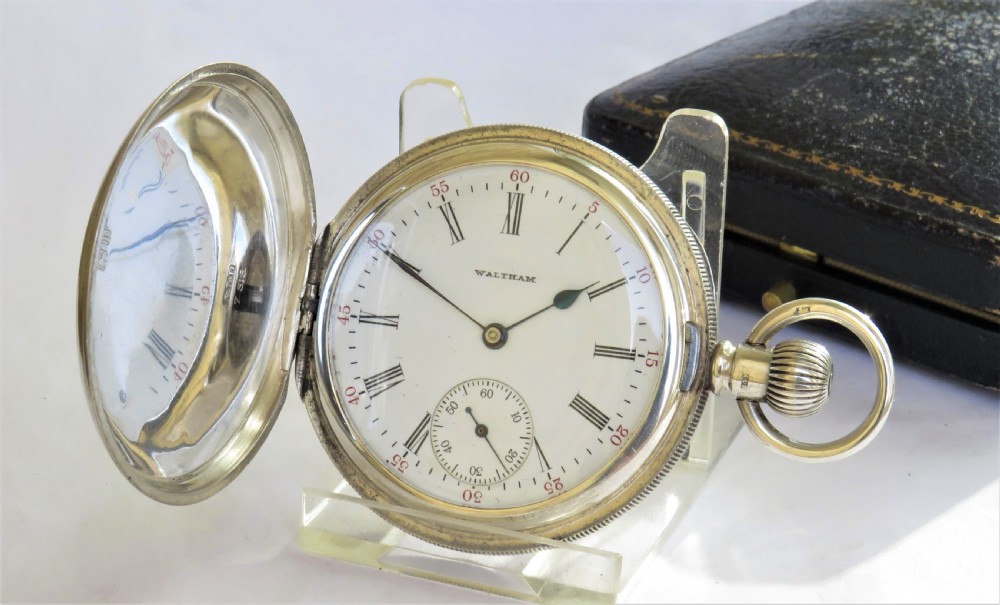 Antique silver Waltham full hunter pocket watch