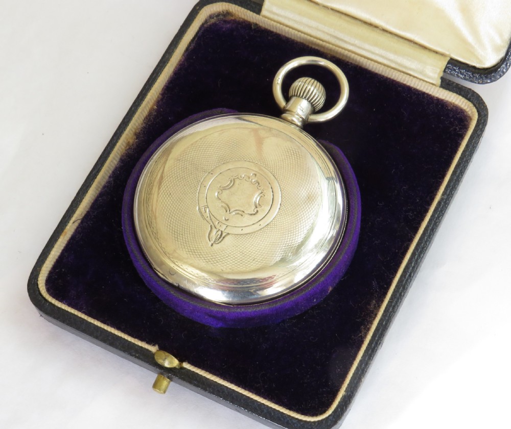 Antique silver Waltham full hunter pocket watch View V