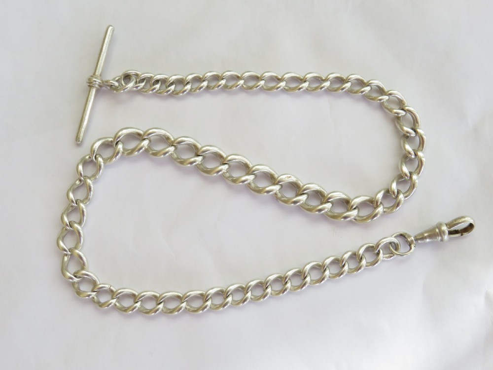 Antique single silver pocket watch albert chain