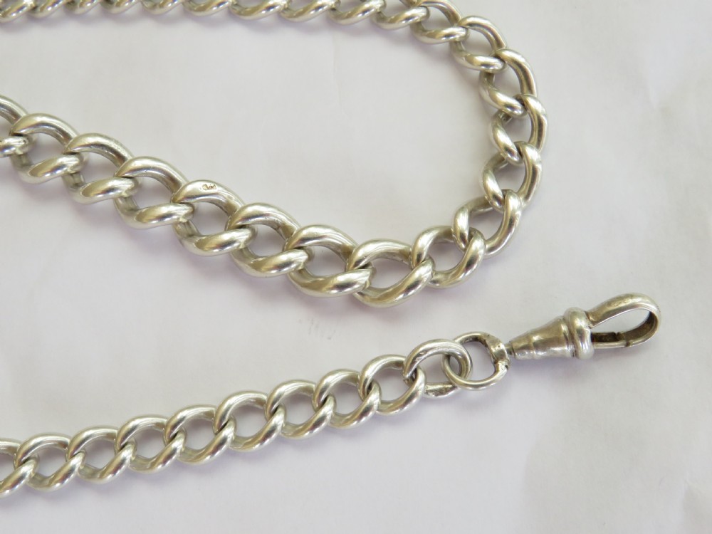 Antique single silver pocket watch albert chain View III