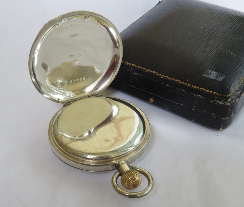 Antique silver Tavannes half hunter pocket watch View IV