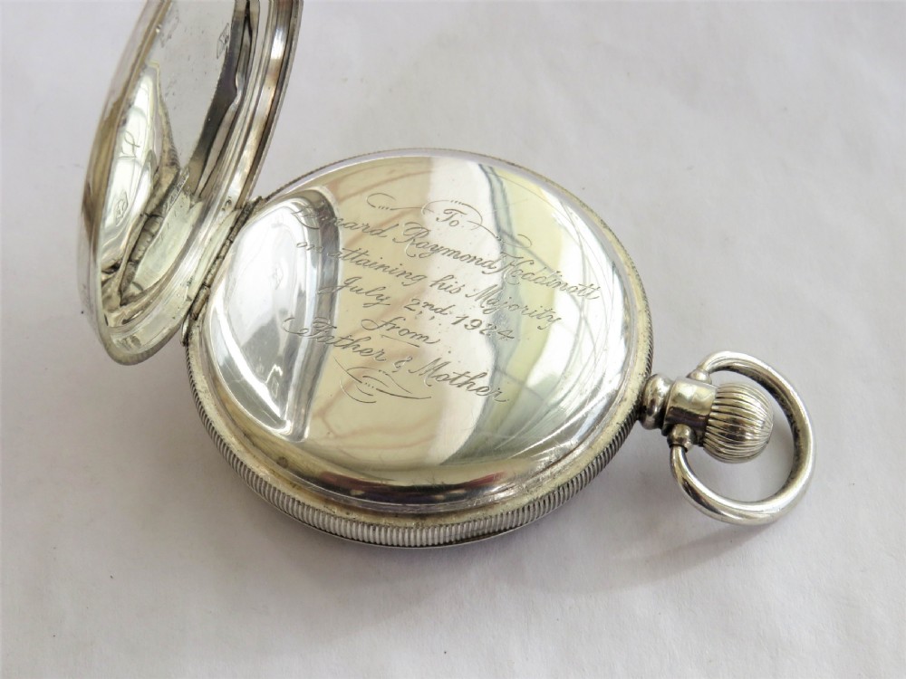 Antique silver 1920s Moeris pocket watch. View IV