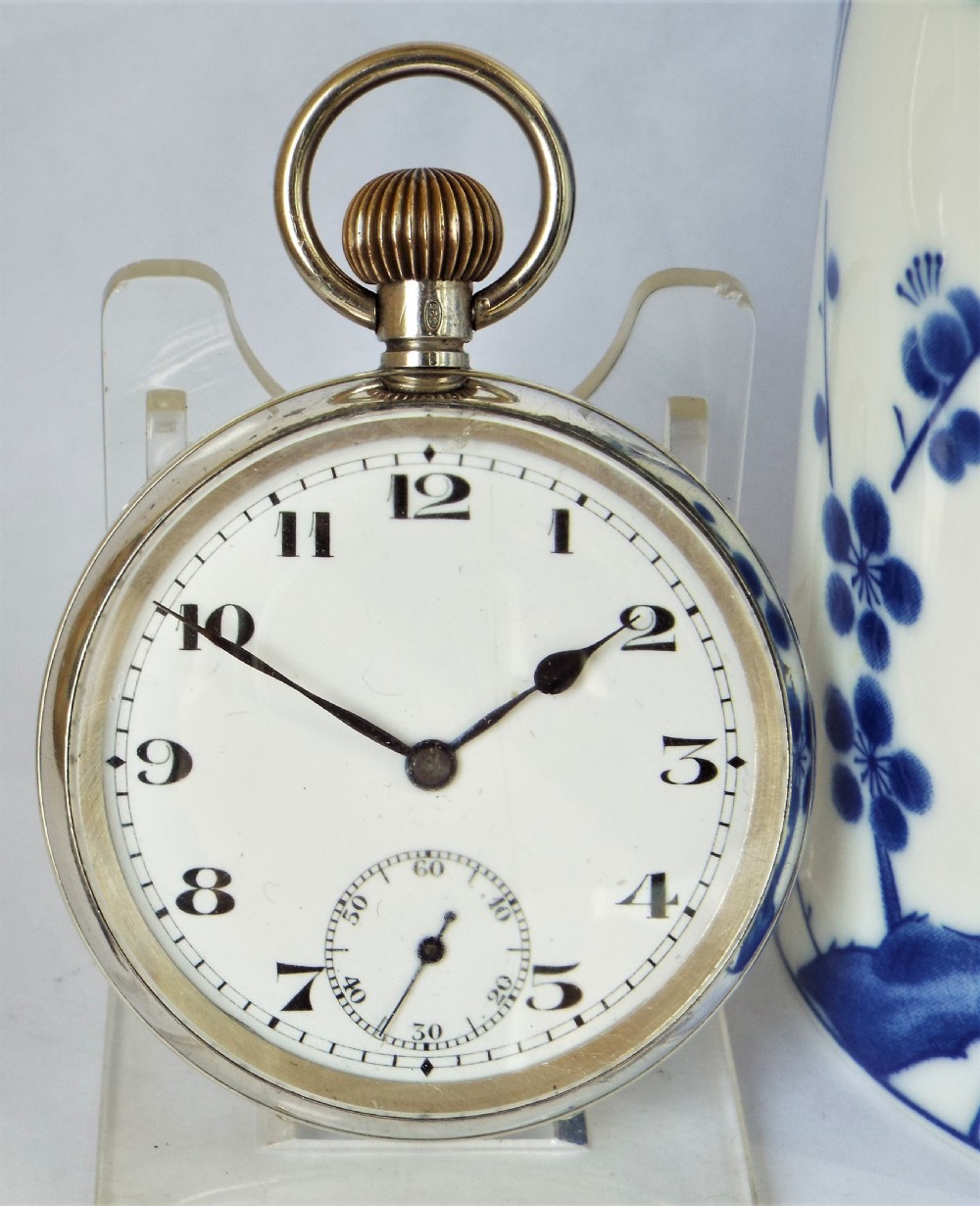 Antique Swiss silver pocket watch, 1924.