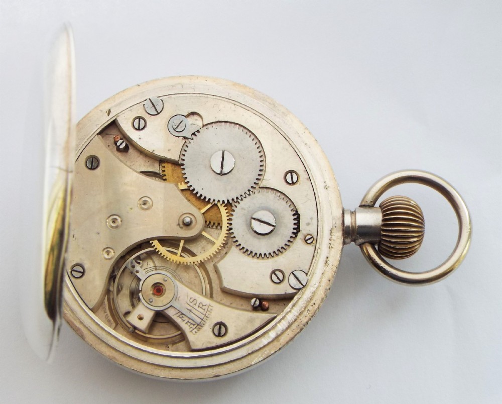 Antique Swiss silver pocket watch, 1924. View V