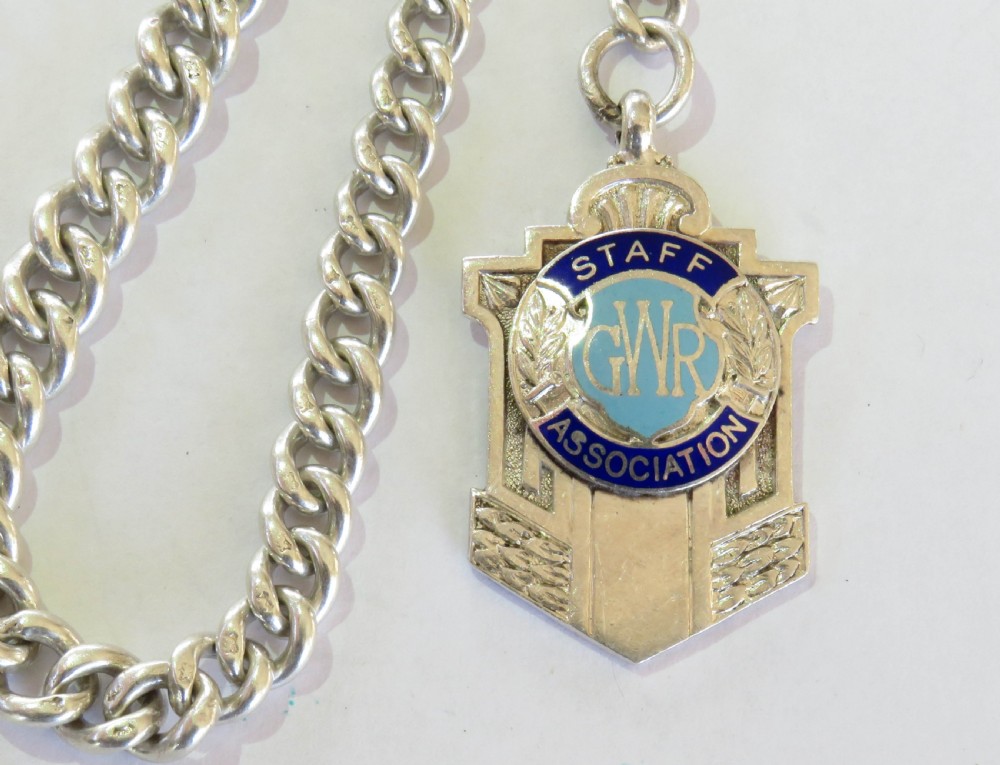 Single silver pocket watch chain & GWR fob View II