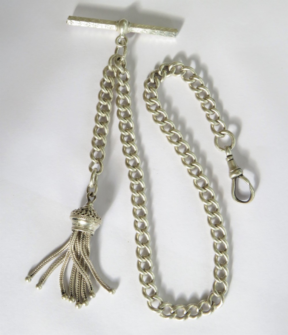 Antique silver single pocket watch chain