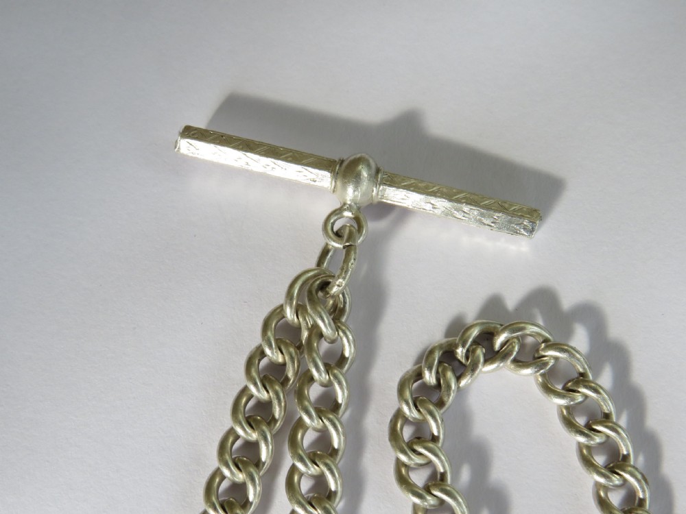 Antique silver single pocket watch chain View III