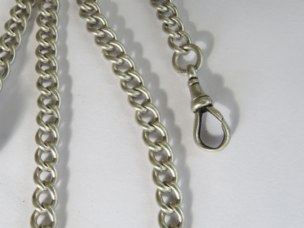 Antique silver single pocket watch chain View IV