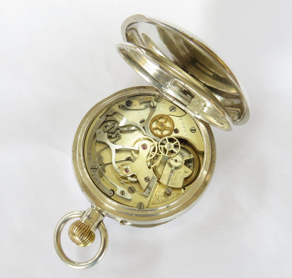 Antique Didisheim silver chronograph pocket watch, c1900 View III