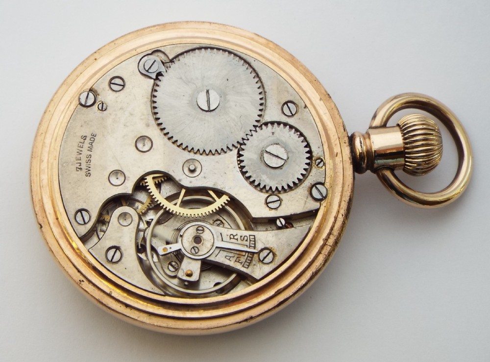 1930s Record stem winding pocket watch. View III