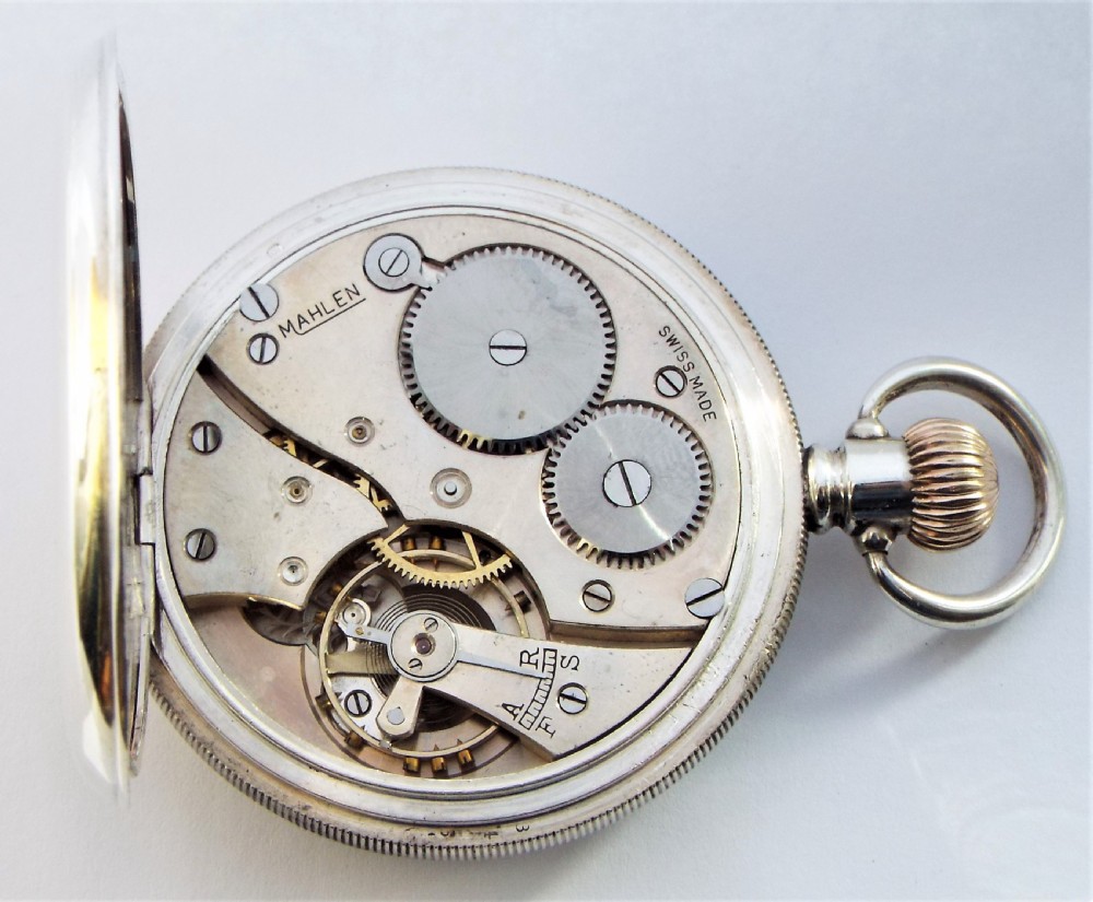 1938 silver Revue pocket watch. View V