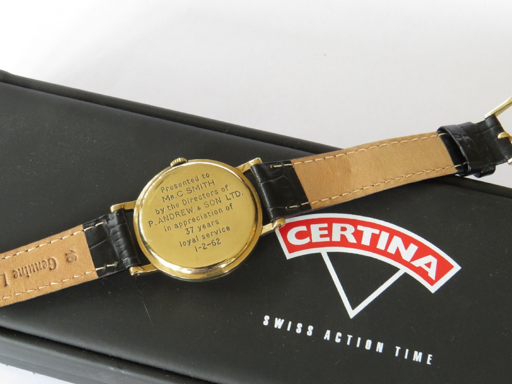 Gents 9ct gold Certina wrist watch, 1960 View III