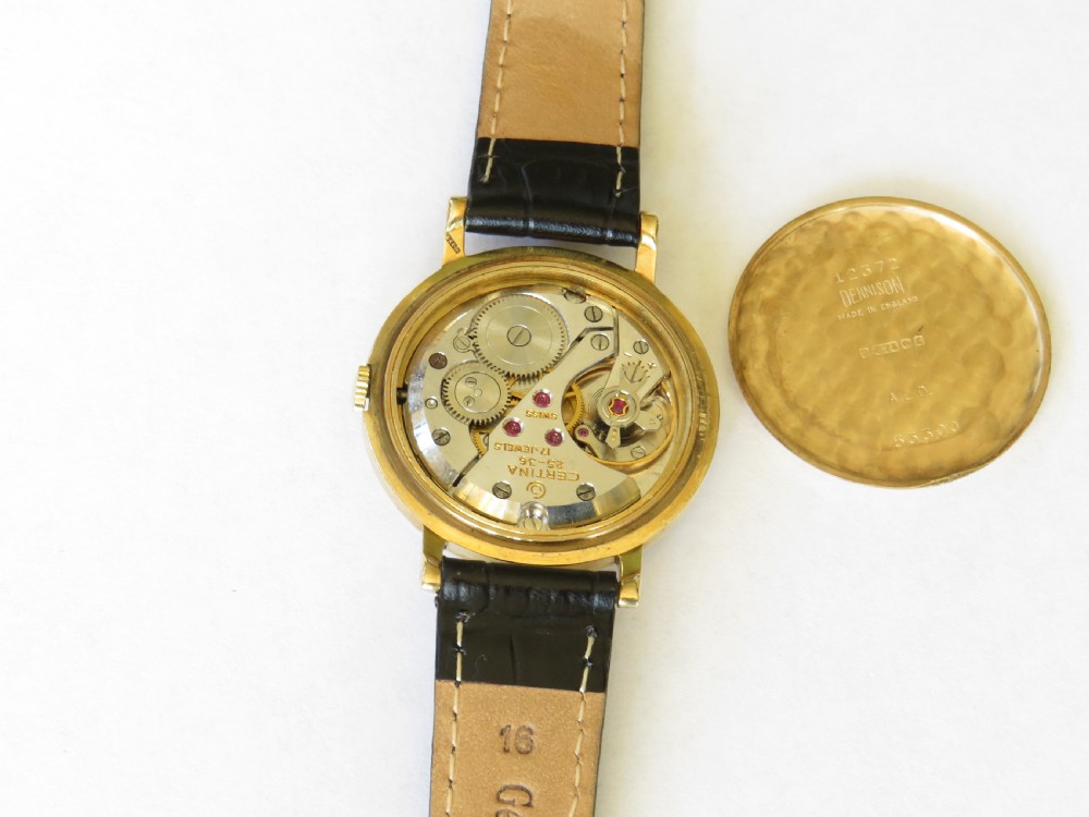 Gents 9ct gold Certina wrist watch, 1960 View V