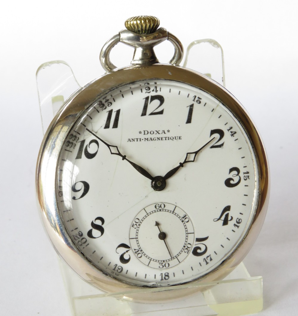 Historical 1930s silver Doxa pocket watch