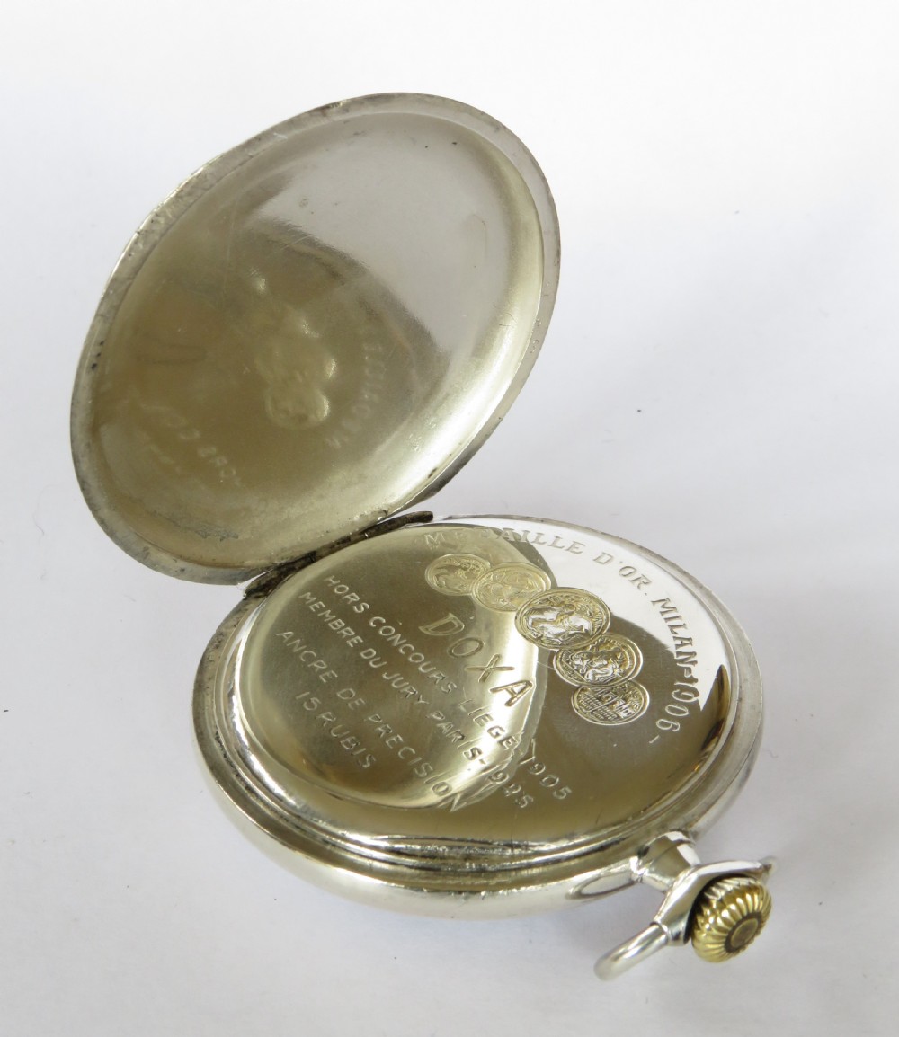 Historical 1930s silver Doxa pocket watch View IV