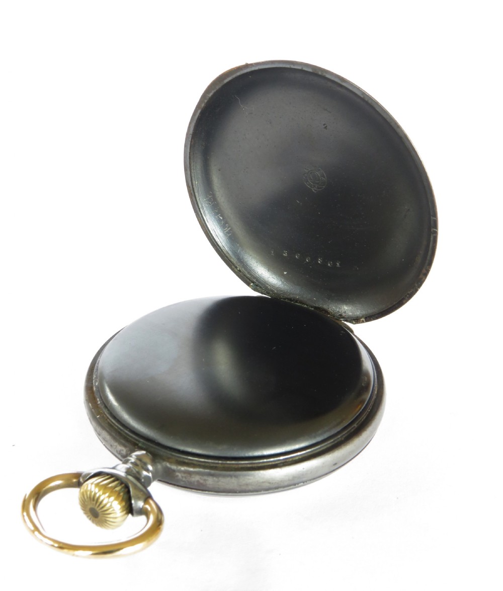 Antique Omega gun metal pocket watch View IV