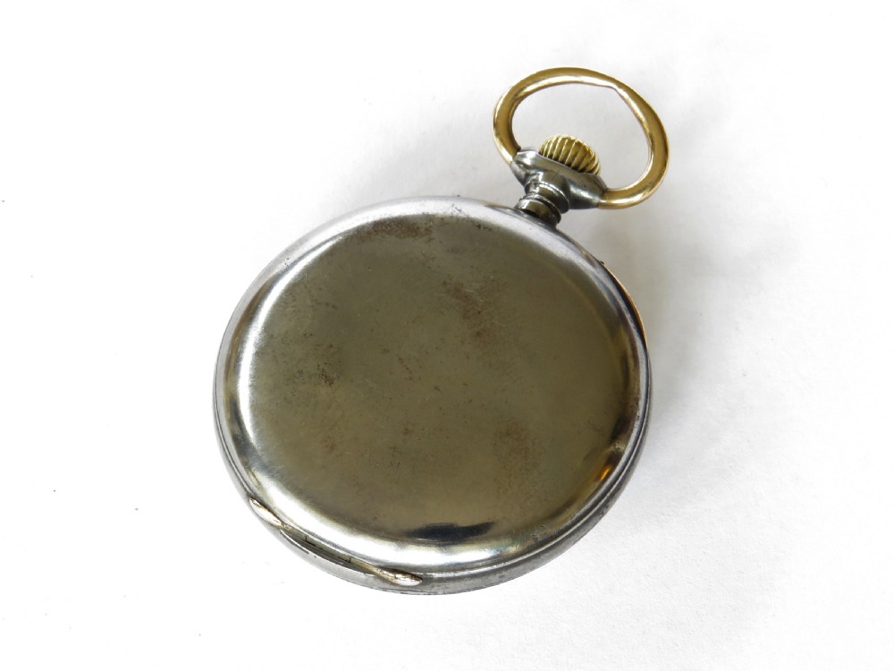 Antique Omega gun metal pocket watch View V